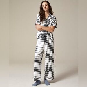 J. Crew Dreamy cotton-blend short-sleeve crop pant pajama set in stripe